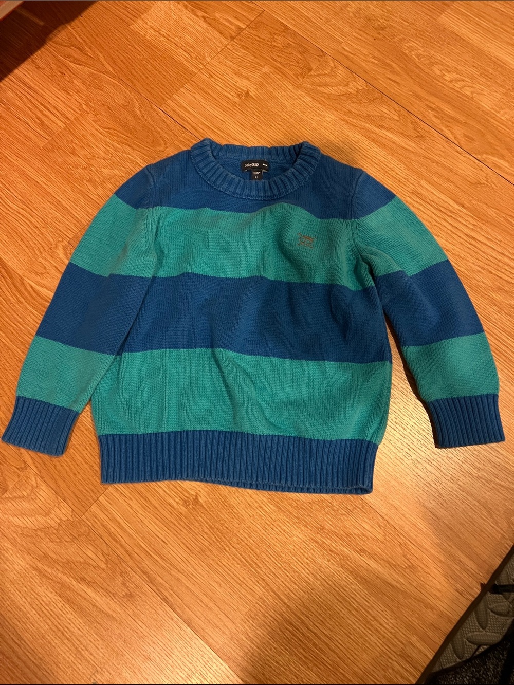 GAP Men's Wide-Stripe Crewneck Sweater - Blue & Teal